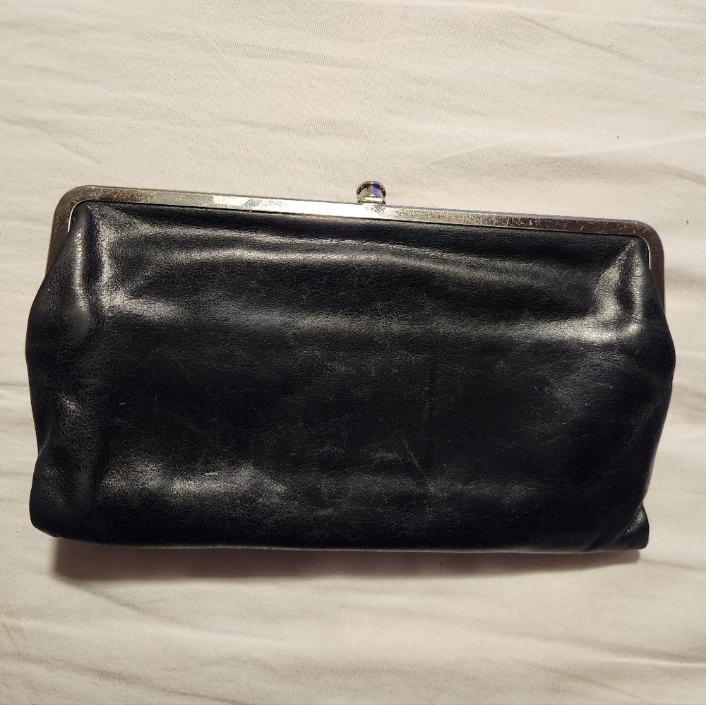 HOBO Black Leather Frame-Top Clutch